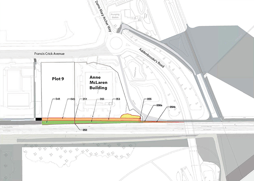 location plan showing the land on the Anne McLaren Building plot and plot 9 for disposal