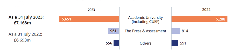 chart showing group net assets for 2023 and 2022